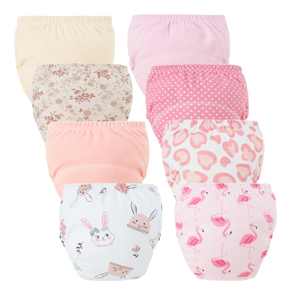 8/5pcs Baby Cotton Training Pants Panties Waterproof Cloth Diapers Reusable Toolder Nappies Diaper Baby Changing Nappy Underwear