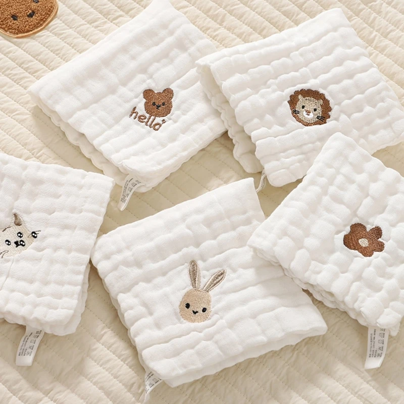 Serviette carrée en coton pour bébé, 6 couches, mouchoir pour le visage, gant de toilette en gaze, bavoir pour le bain et l'alimentation