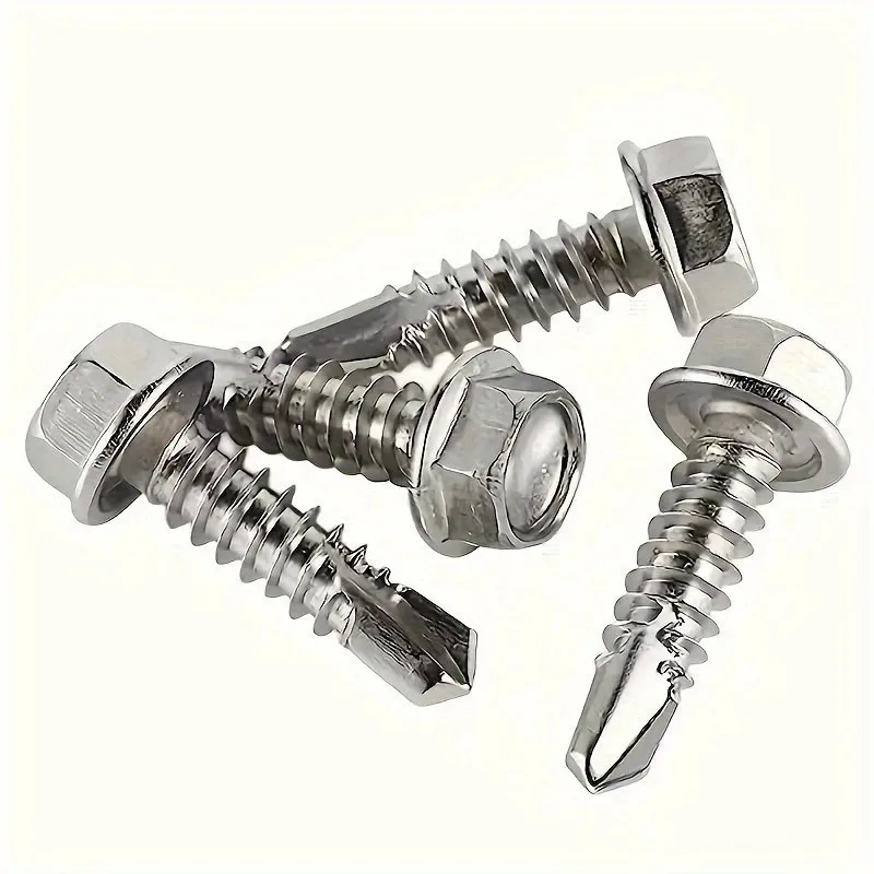 250pcsHexagonal countersunk screw with a threaded end410Stainless steel hexagonal washer self-tapping screws, boxed set