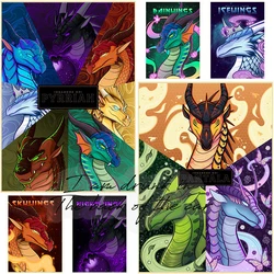 Wings of Fire Dragons Cartoon Poster Ice Fire Wind Dragon Poster Canvas Prints Wall Decor Dragon Print Home Room Decoration Gift