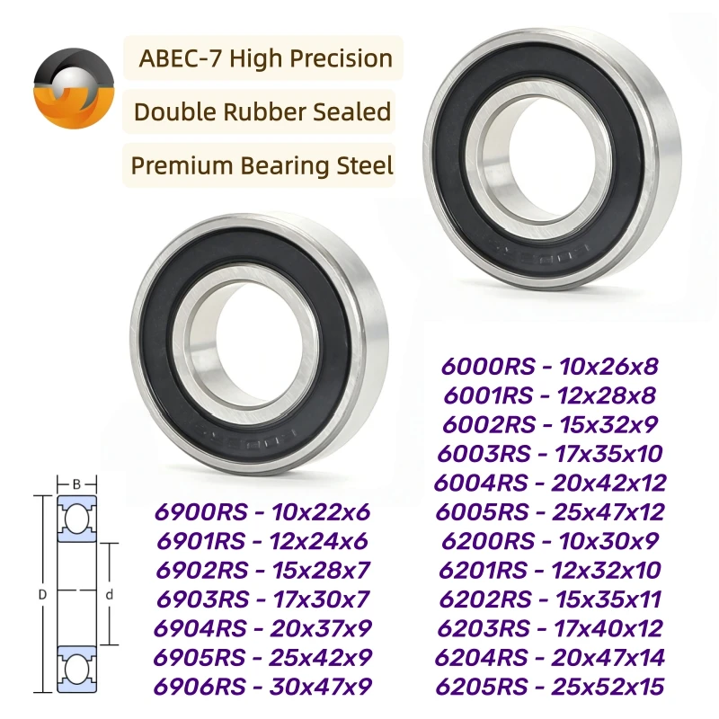 5pcs 6002RS Bearing 15x32x9mm High Quality Deep Groove Ball Bearing 608 6000 6001 6200 6201 6706 6805 6903 2RS Rubber Sealed