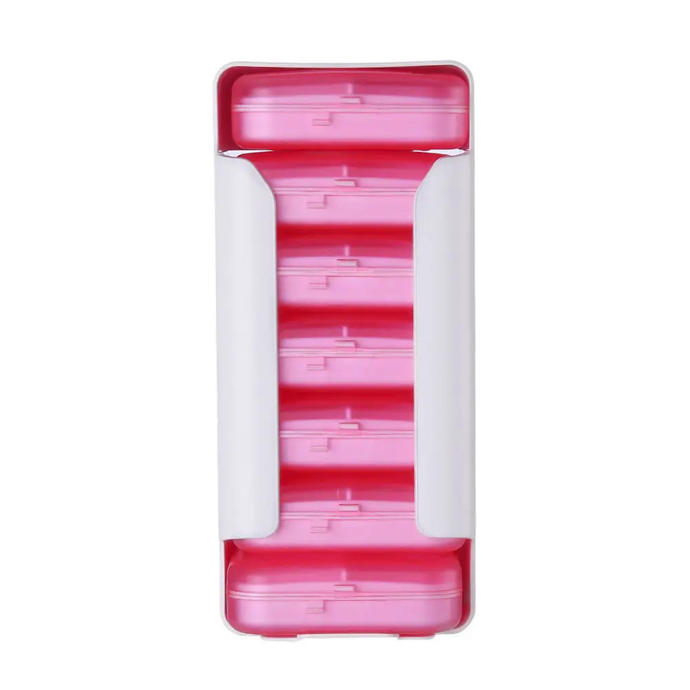 1Set Portable Travel Pill Box 7 Layers 42 Compartments Dustproof Medicine Storage Case Organizer Removable Compartments Pink