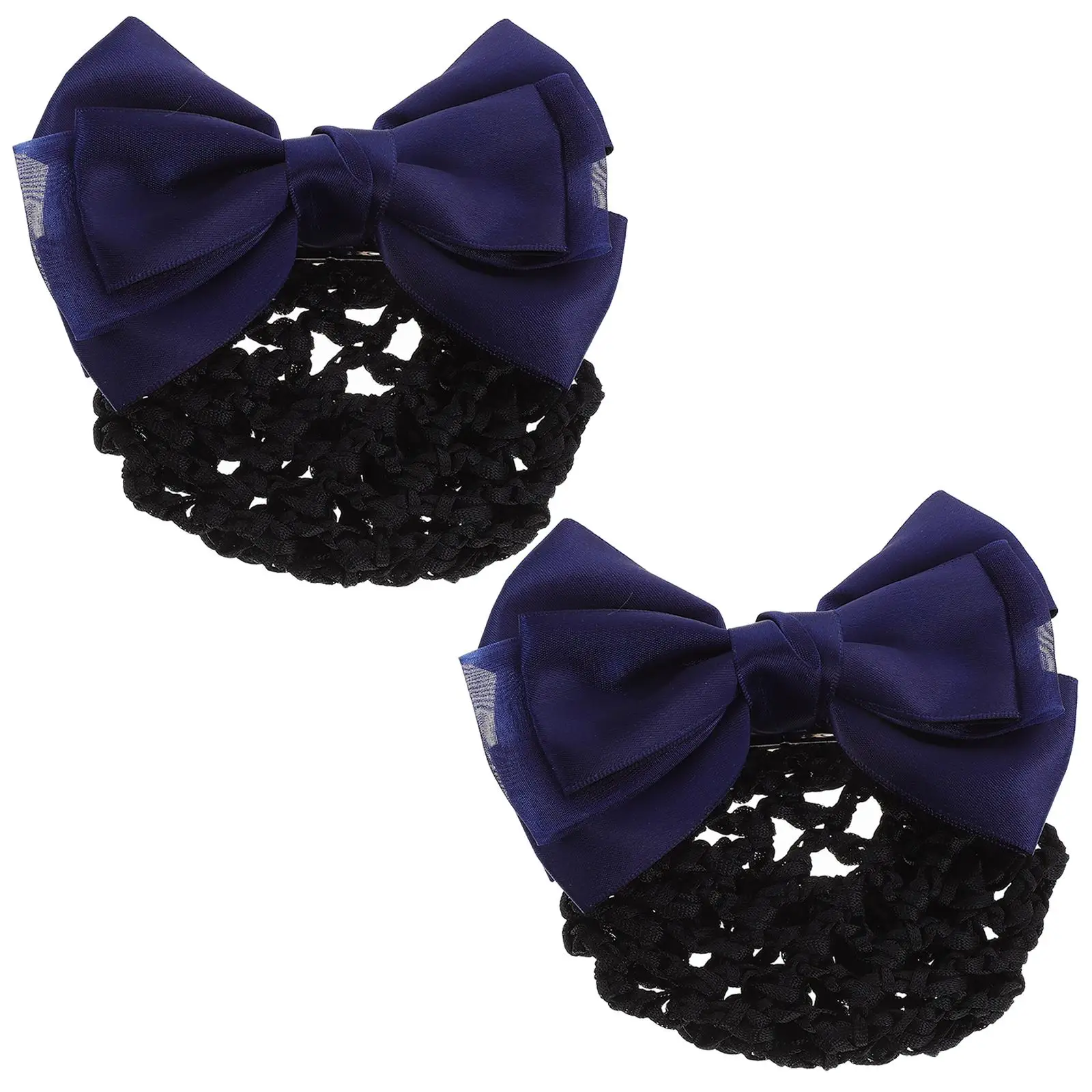 

2Pcs Black Hair Nets Bow Hair Bun Covers Women Head Accessories Nurses Staff Telecommunication Hairnets For Dance Buns