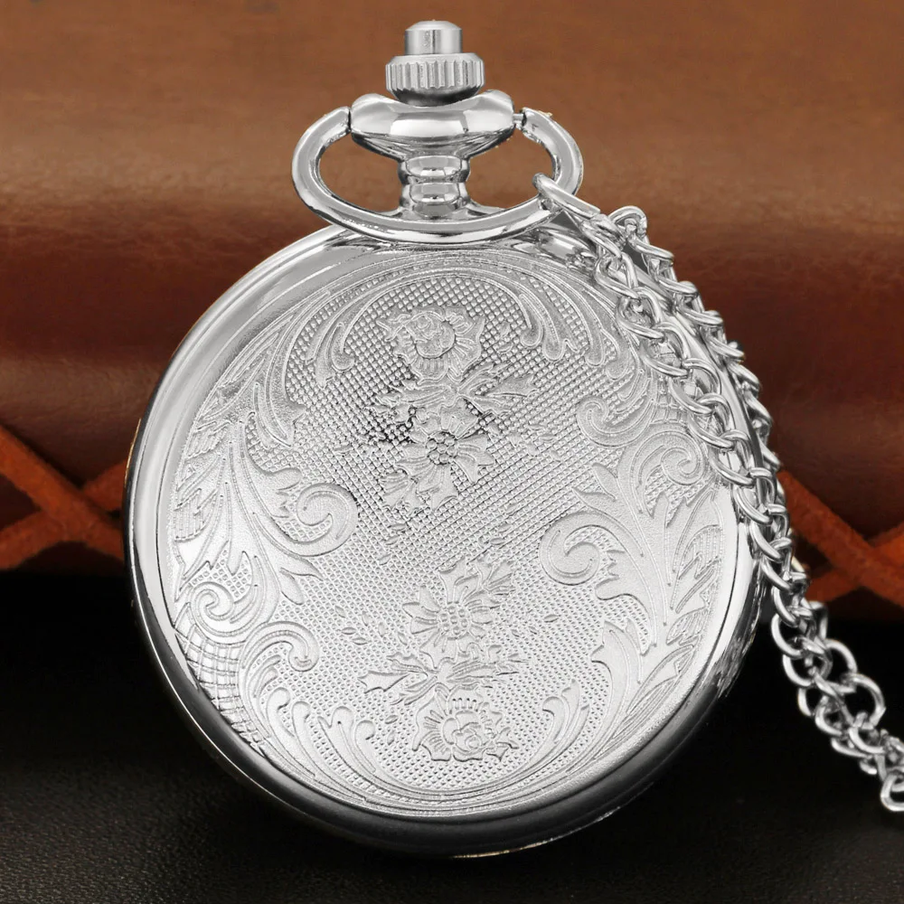 Exquise Rose Olieverfschilderij Zilver Groot Formaat Quartz Zakhorloge Vintage Unisex Ketting Hanger Accessoires Klok Cadeau