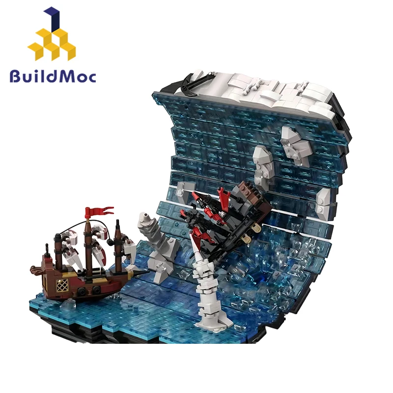 2358PCS MOC Rolling Sea Surface Building Blocks Idea Maritime navigation with Figuren Model Bricks Toys Xmas Giftfor Adults Kids