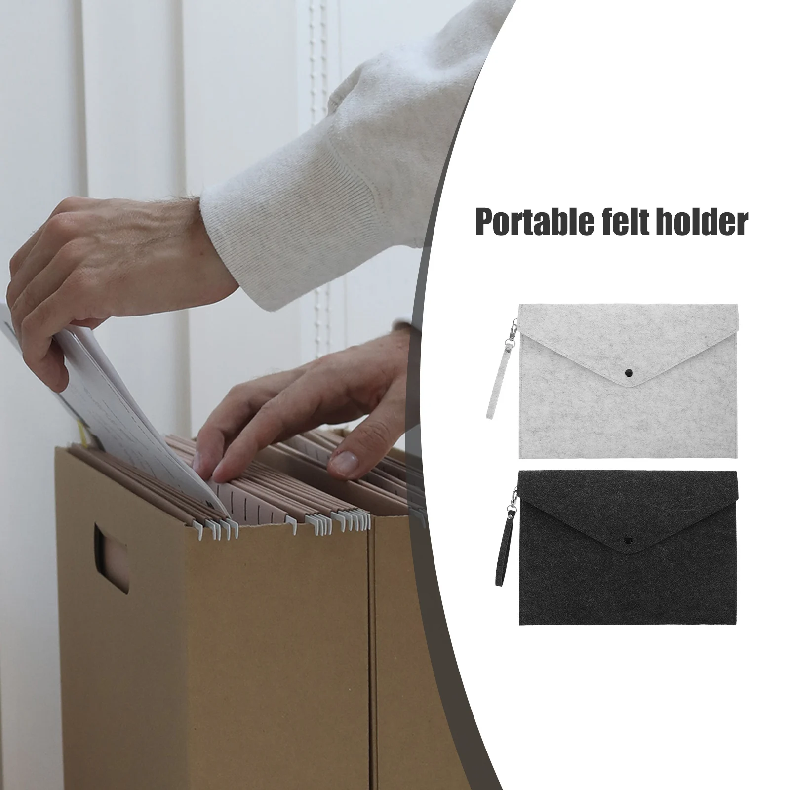 

4 Pcs A4 Felt File Folder AntiCorrosion AntiTear WearResistant Storage Organizer Briefcase Bag With Loop Dark Grey Light Grey