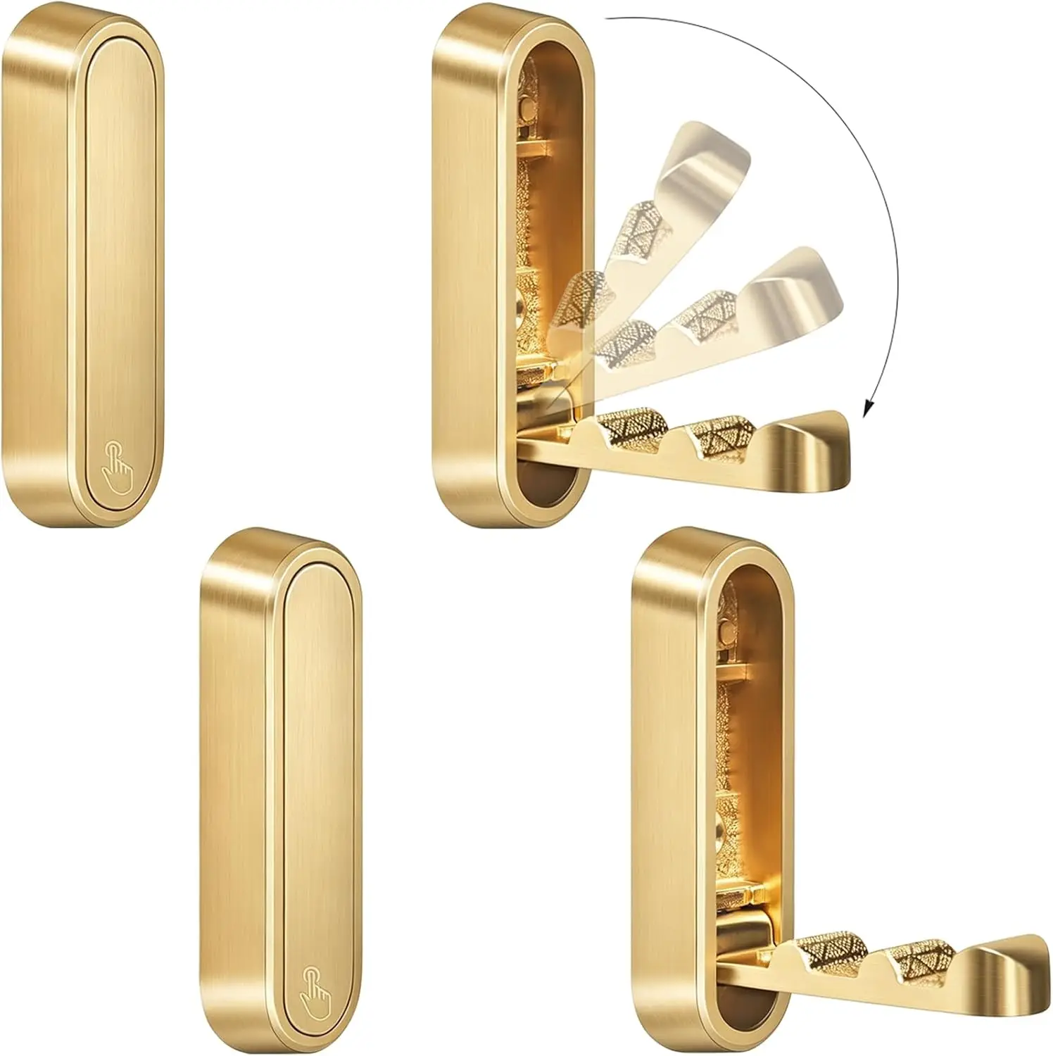 

4 Pack Folding Wall Hooks, Heavy Duty Zinc Alloy Coat Hooks with Magnetic Lock for Hanging Coats, Hats, Keys, Towels