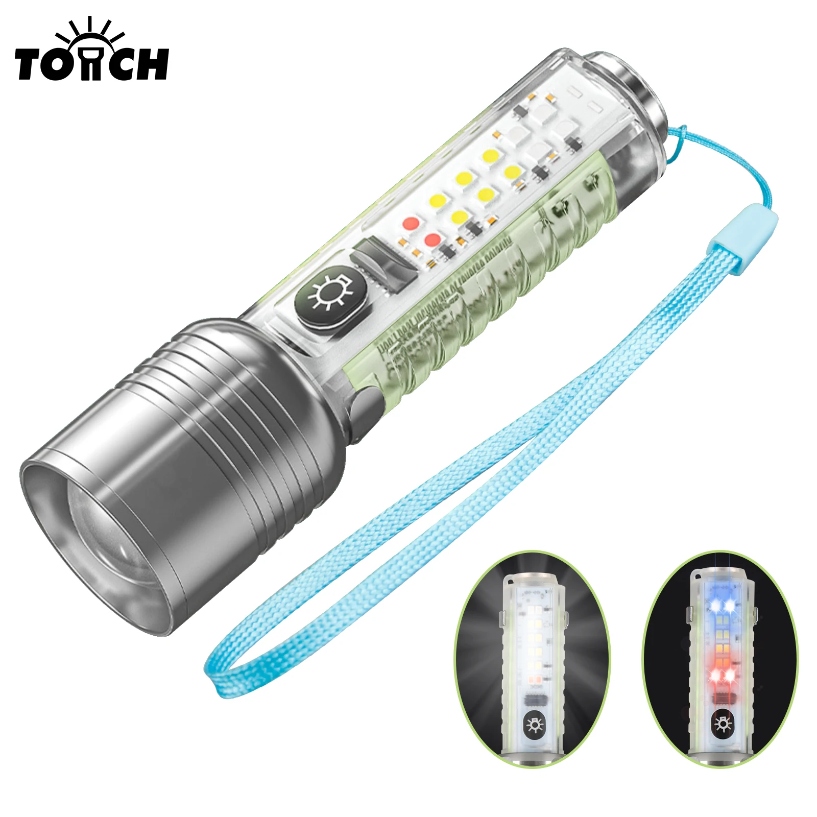 Flashlight USB Rechargeable, Magnetic Bright White Laser LED Zoomable Torch Light with UV Warning Lights for Camping, Emergency