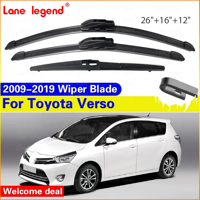 Wiper Front Rear Wiper Blades Set Kit For Toyota Verso 2009 - 2019 Windshield Windscreen Window Brushes 26