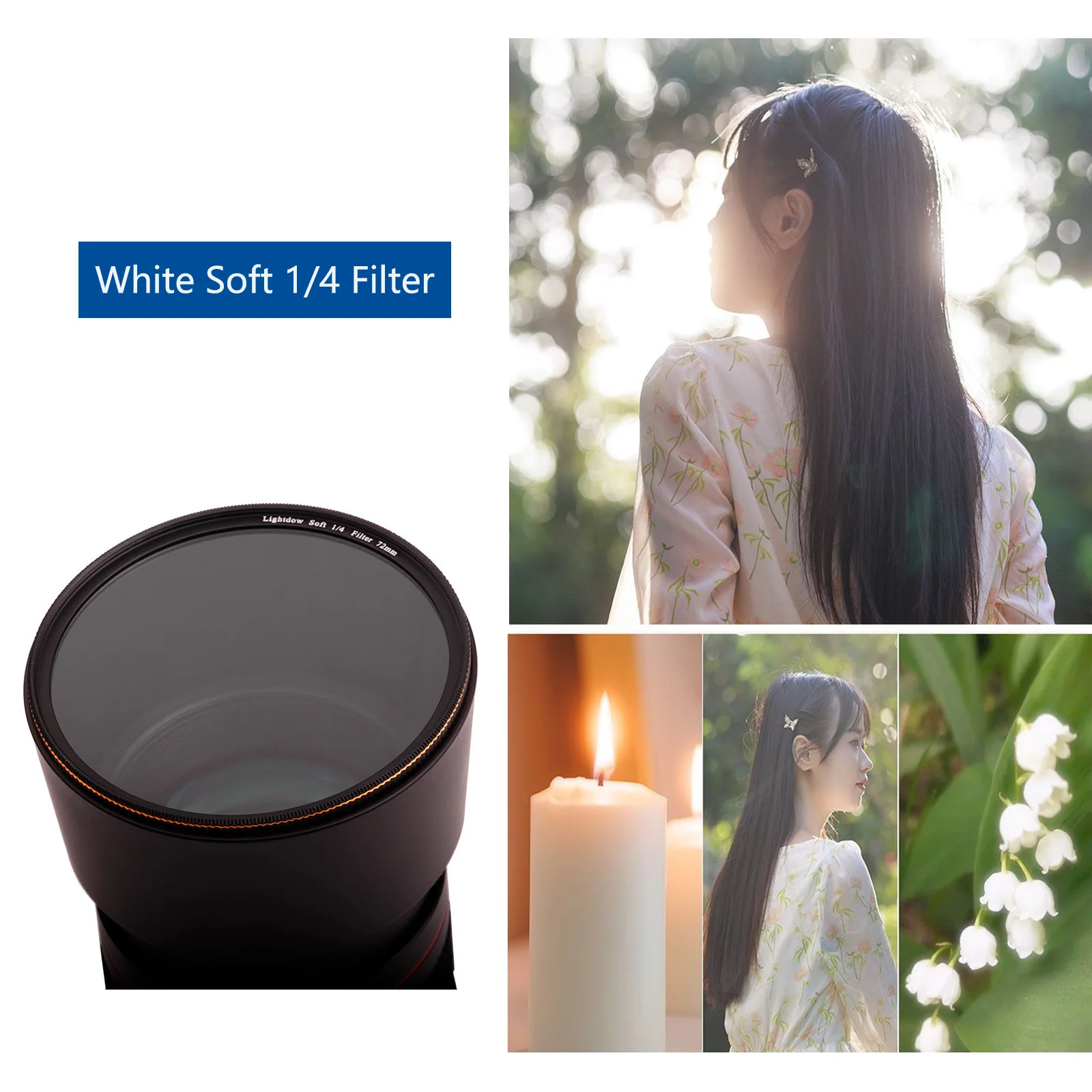 Lightdow White Soft 1/4 Lens Filter 49mm 52 55 58 62 67 72 77 82mm for Camera Canon Nikon Sony Lens Filter