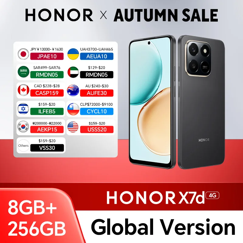 【Brand+】Global Version HONOR X7d 8GB+256GB Smartphone 6.77'' 120Hz TFTLCD Screen 108M Main camera 6500mAh 35W Supercharge
