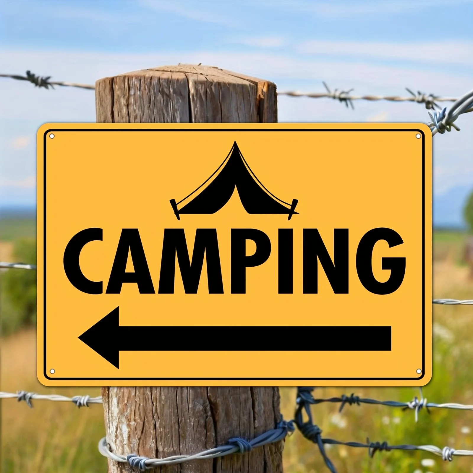 2D Flat Design, 1-pack Camping Left Arrow Sign - Heavy-duty Iron Metal Directional Arrow Sign, Suitable for Outdoor/left