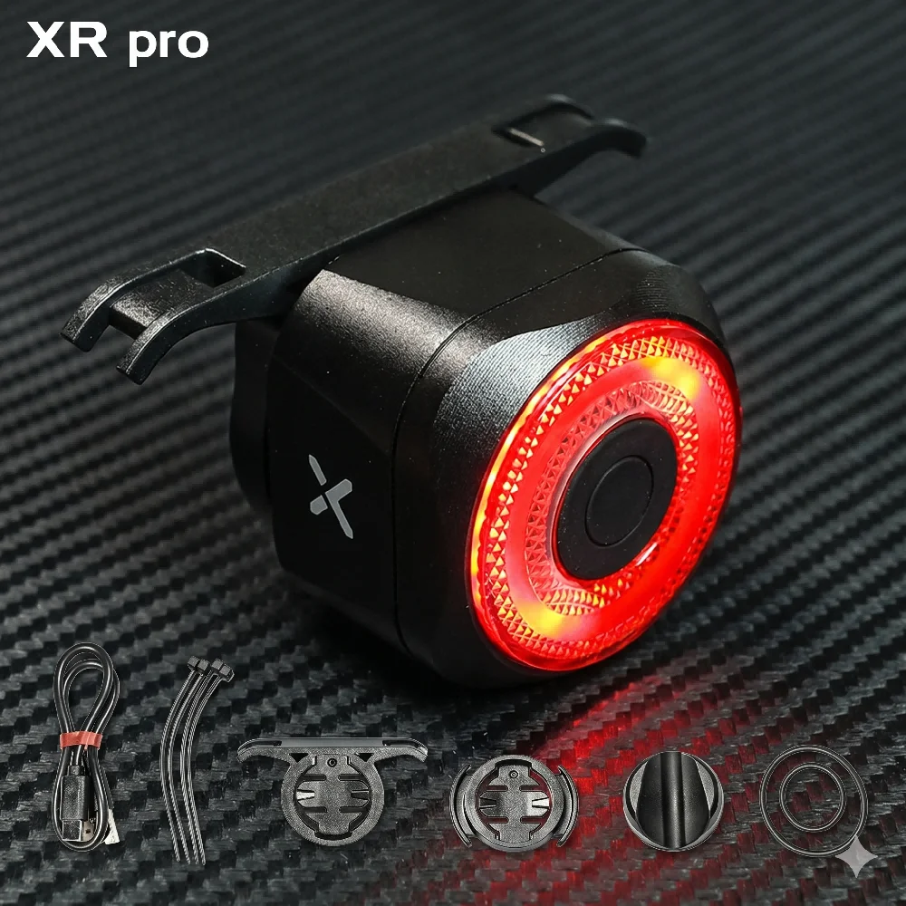 

XOSS XR Pro Smart Brake Sensing Bike Tail Light Team Sync Aluminum Alloy Waterproof Rechargeable LED Rear Lamp MTB Road Cycling