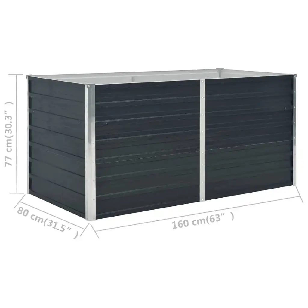 vidaXL Jardinière surélevée 160x80x77cm Acier Galvanisé Anthracite Potager sur Pied Balcon Terrasse Jardin