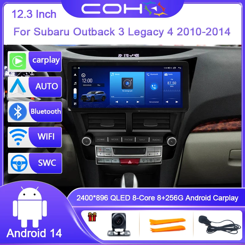 

12.3 Inch For Subaru Outback 3 Legacy 4 2010-2014 Car Multimedia Player Gps Radio Android 14 Octa Core Carplay Android Auto 4G