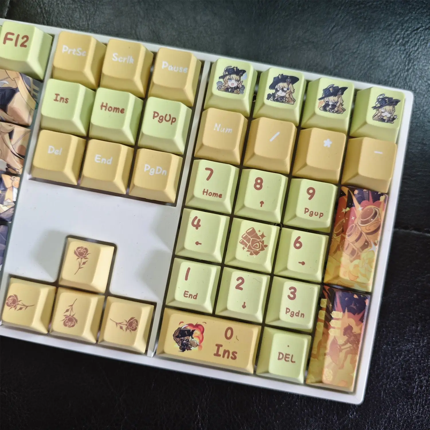 128 Keys Genshin Navia Keycaps Anime PBT Keycap Dye-Sub Backlit Keycaps Cartoon Key Caps for ANSI 61 68 87 104 108 Keyboard