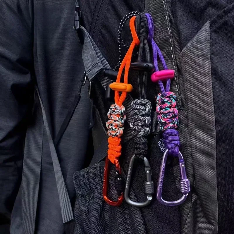 Water Bottle Carabiner Clip Protective Hand Woven Paracord Hanging Strap Accessory for Outdoor Hiking Backpack