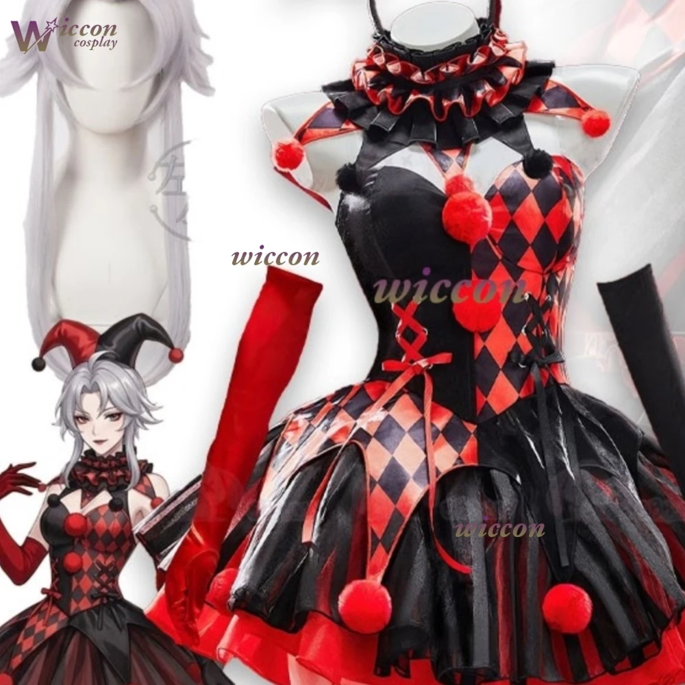 Uniform Original Freak Pierrot Zirkus Gothic Lolita Kleid Halloween-Kostüm Schwarz Rot Clown Narrenkostüm Spiel-Performance-Kleidung Dunkel