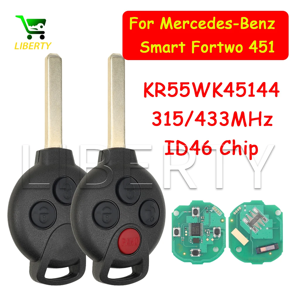 Liberty KR55WK45144 Smart Remote Control Card Key Fob for Merceds-Benz Fortwo 451 2007-2013 315MHz/433MHz ID46 Chip Vehicle Keys