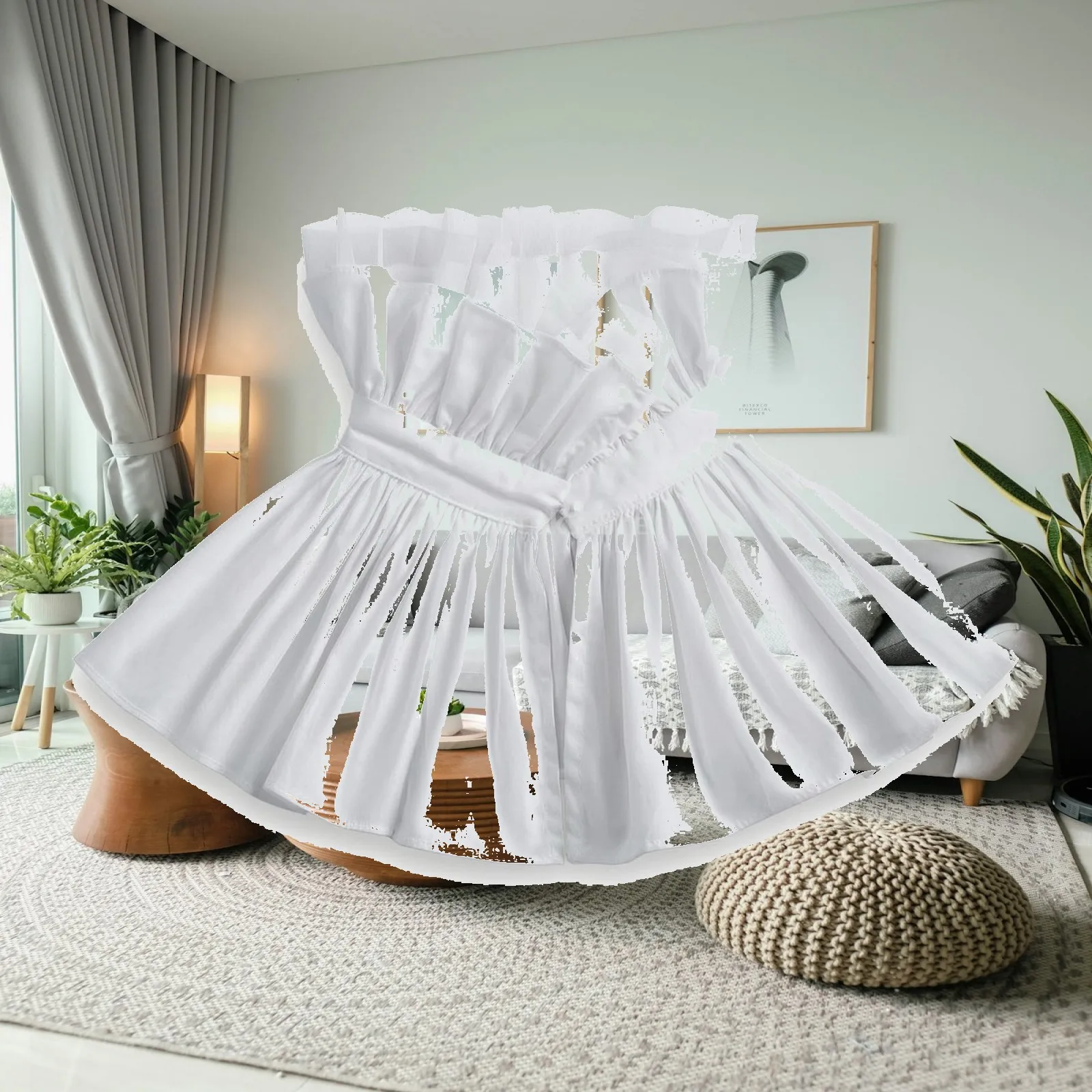 Vintage Lace Cape Collar for Women Detachable Shoulder Wrap over Top Dress Elegant White Chiffon