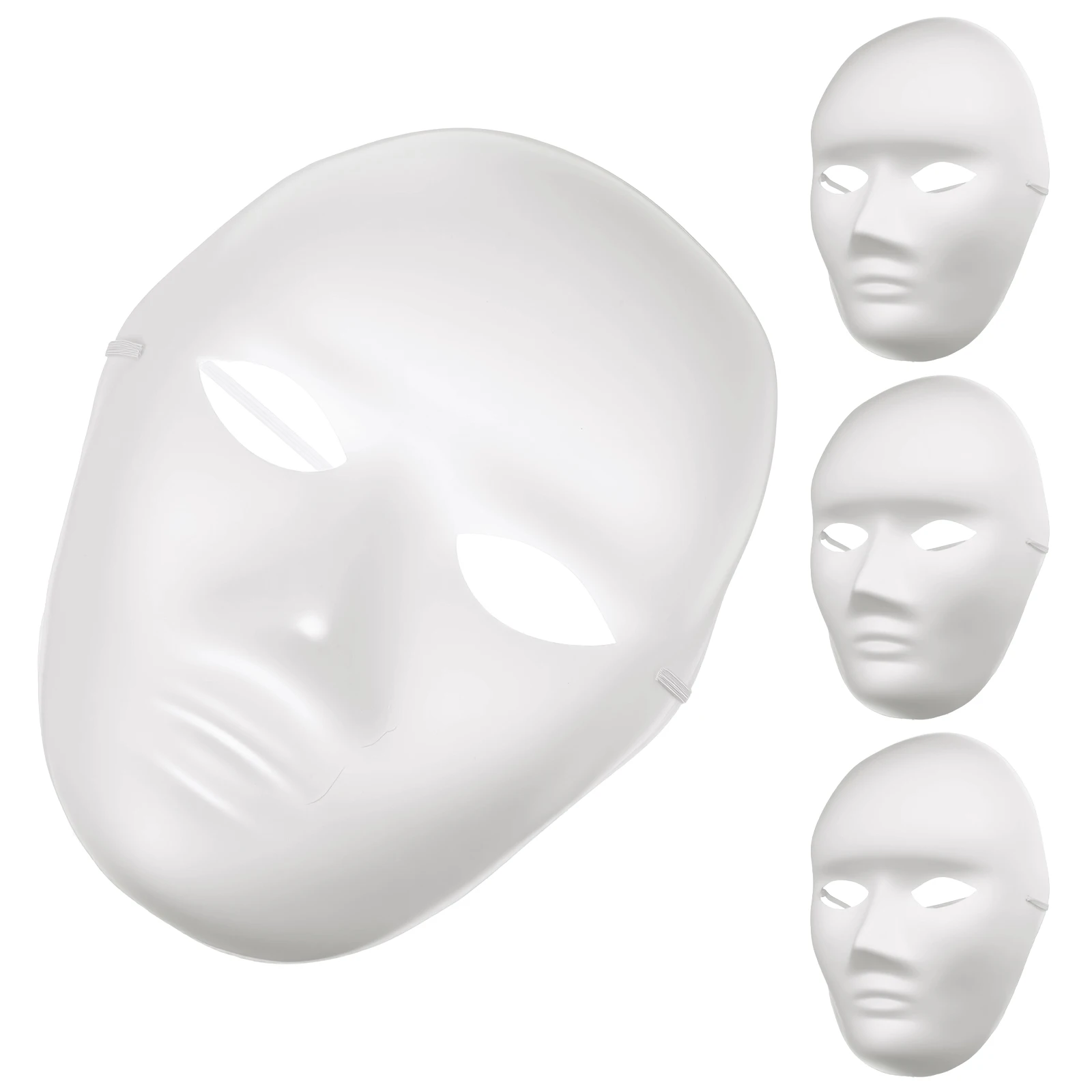 

White Mask Costume 4pcs Blank Masks for Decorating DIY Halloween Cosplay Party Paper Facial Mask Hydrating Glow Finish
