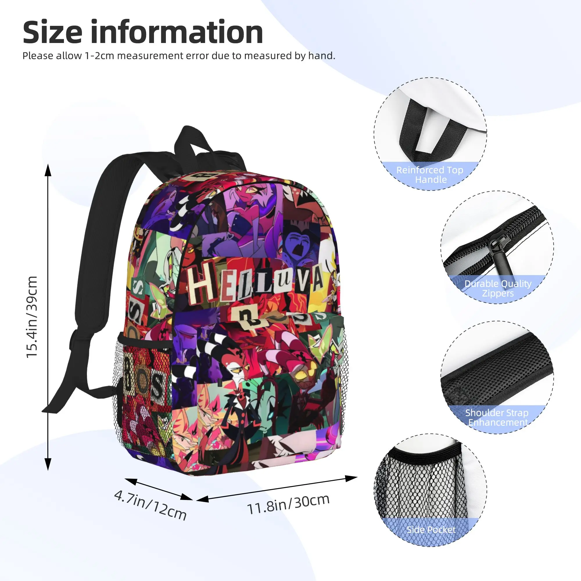 Helluva Boss Cartoon Backpack Hot Sale Daypack Large Capacity Boys Girls BookBag Shoulder Bags for Men Women School Bag