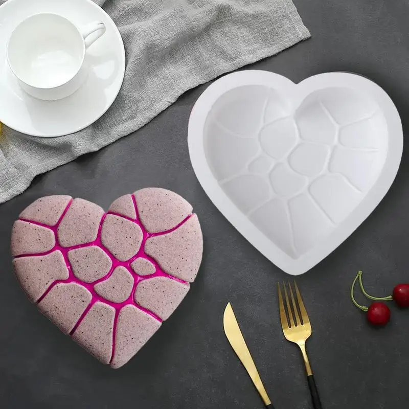 قالب كب كيك سيليكون قوالب الخبز كعكة شكل متصدع القلب غير عصا قابلة لإعادة الاستخدام قالب أدوات المطبخ لوازم الخبز ل