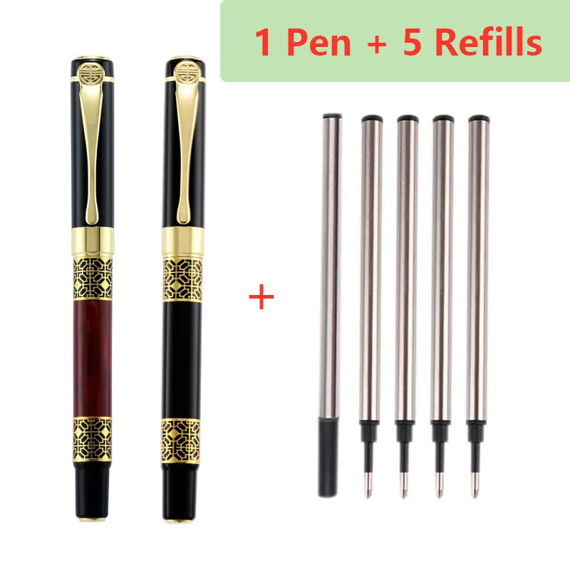 Bolígrafo de metal retro, 6 uds., regalo elegante para escribir, papelería, suministros escolares y de oficina