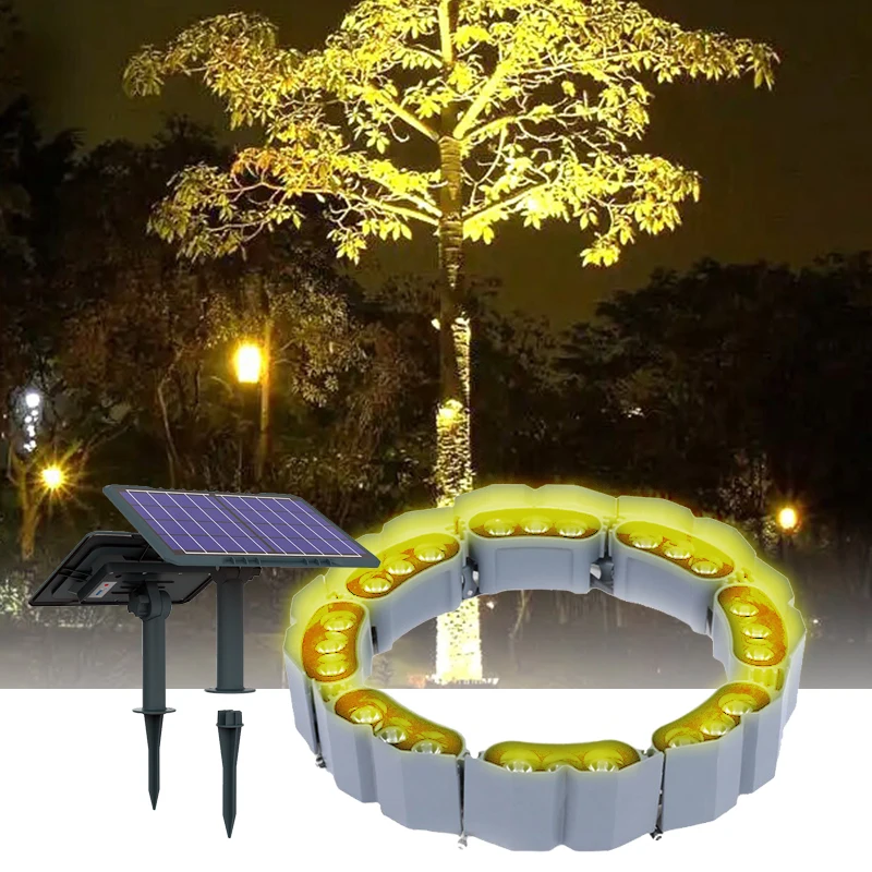 

Light Ring Solar Tree Light 8x3W with Dusk to Dawn Hold Post for Hugging Outdoor Garden View LED Lighting