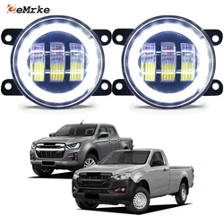 Upgrade 30W Led Fog Lights for Isuzu D-max RG 2020 2021 2022 2023 PTF with Lens + Angel Eye Car Driving DRL Turn Signal Light