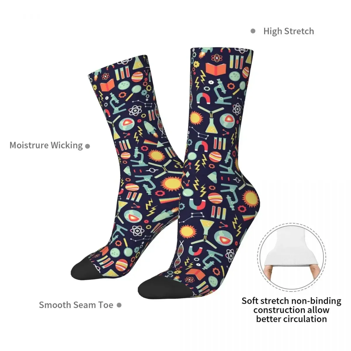 Science Studies Socks08 Socks Harajuku High Quality Stockings All Season Long Socks Accessories for Man's Woman Birthday Present