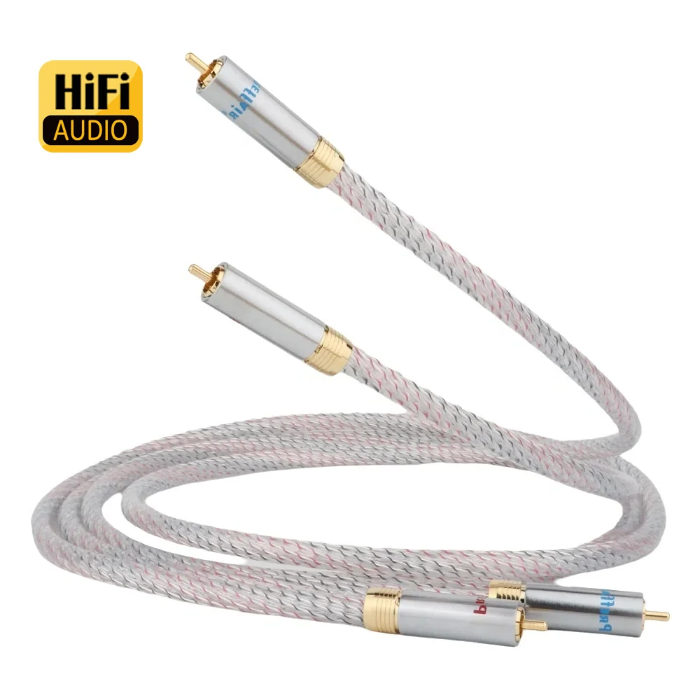 Pasangkan Preffair 7N OCC Kabel Interkoneksi RCA Berlapis Perak Preffair Konektor Berlapis Emas Audio RCA untuk Amplifier DVD