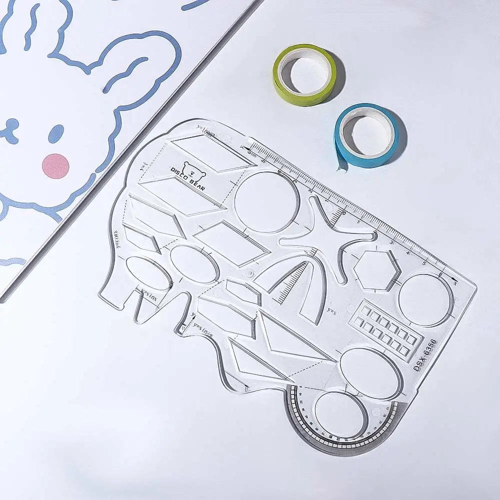 15cm Transparent Geometry Office School Supplies Circle Drawing Template Drafting Ruler Measuring Ruler Soft Function Ruler