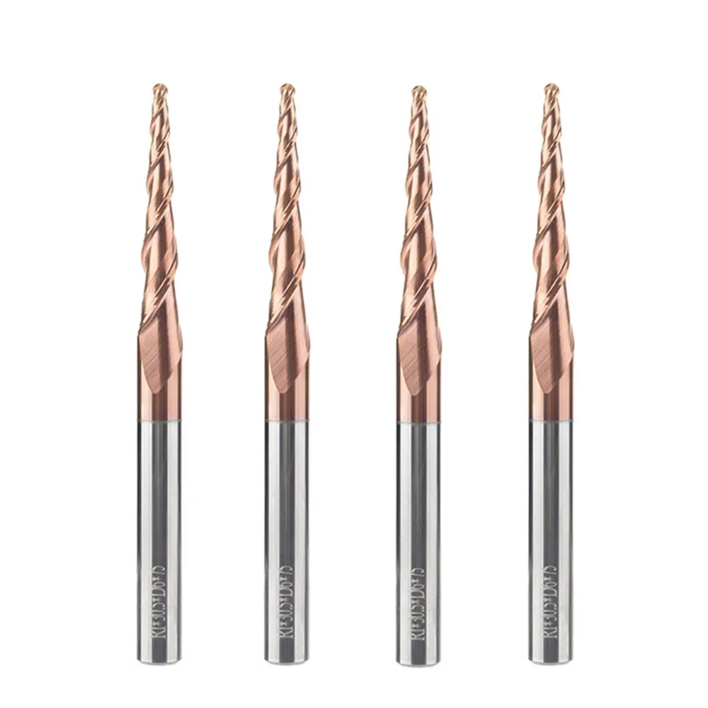 Hartmetall Spirale Konische Kugel Nase Schaftfräser 6mm Schaft 2 Flöten Router Bit Holzbearbeitung CNC 2D 3D Carving Bits Holz Fräser – Detail 10