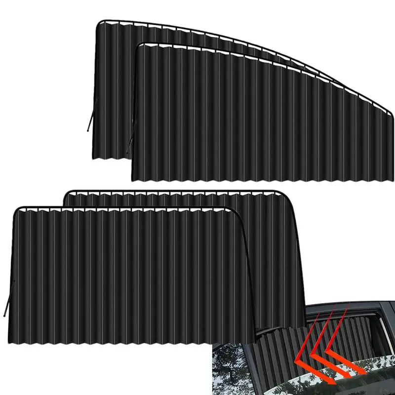 

4pcs Car Sun Shade Side Window Curtain Auto Foldable Uv Protection heat insulation with Magnetic strip cloth Auto Accessories