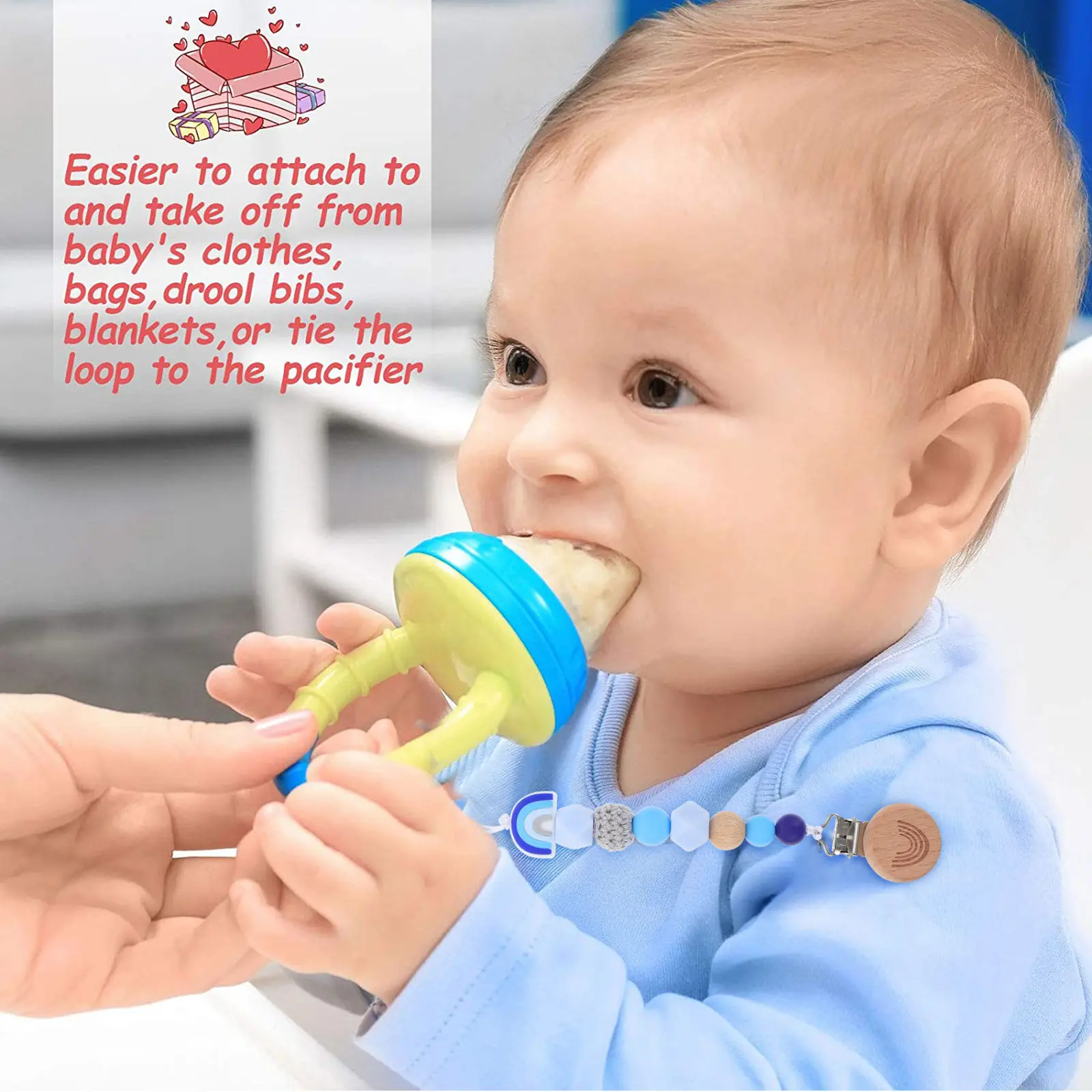 

1Pcs Baby Pacifier Chain Silicone Beech Creative Teether Chain Clip Anti-Lost Pacifier Holder for Baby Stroller Clothes