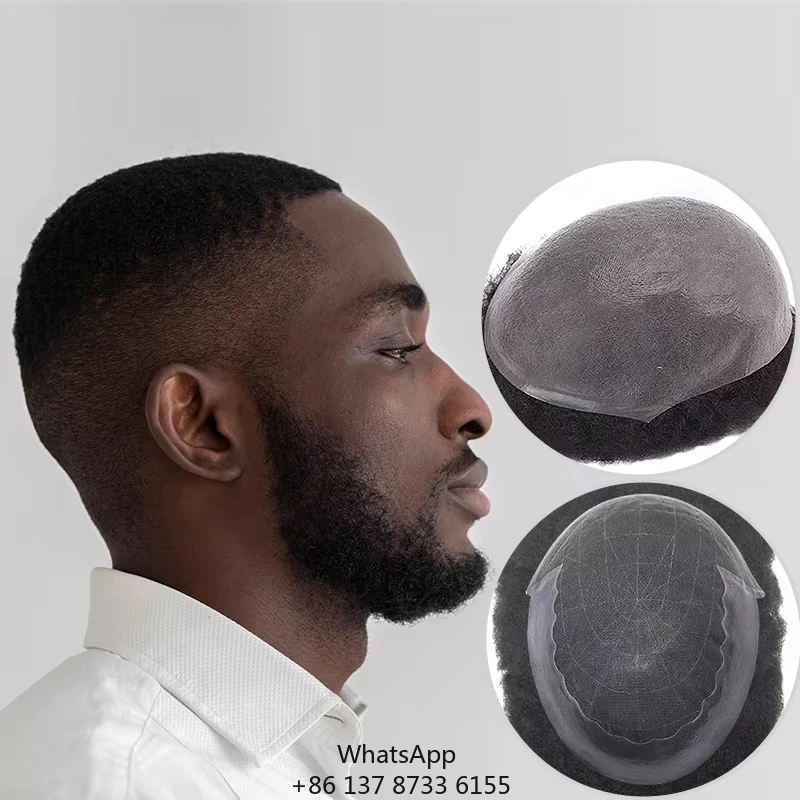 4mm 6mm Toupee 6'' Human Hair Man Weave Hair Wigs For Black Men