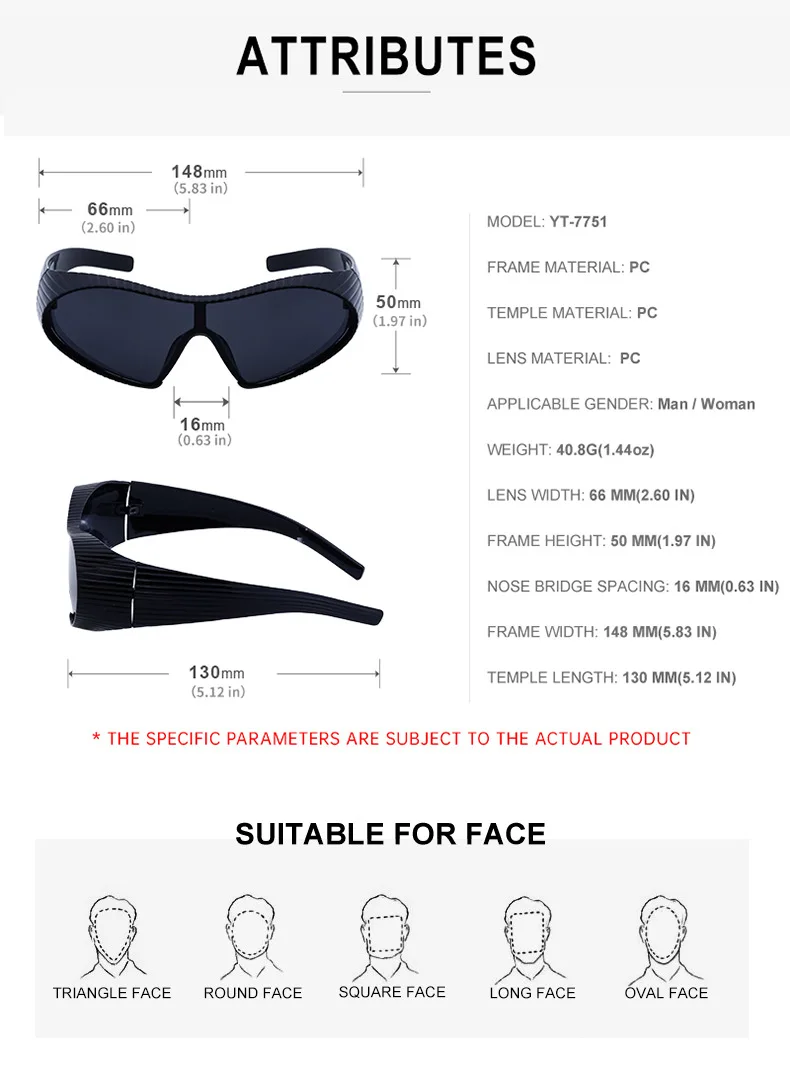 نظارات شمسية بإطار غير منتظم للرجال والنساء نظارات شمسية على شكل عين الدردشة نظارات رياضية لركوب الدراجات UV400 ظلال قطعة Y2K