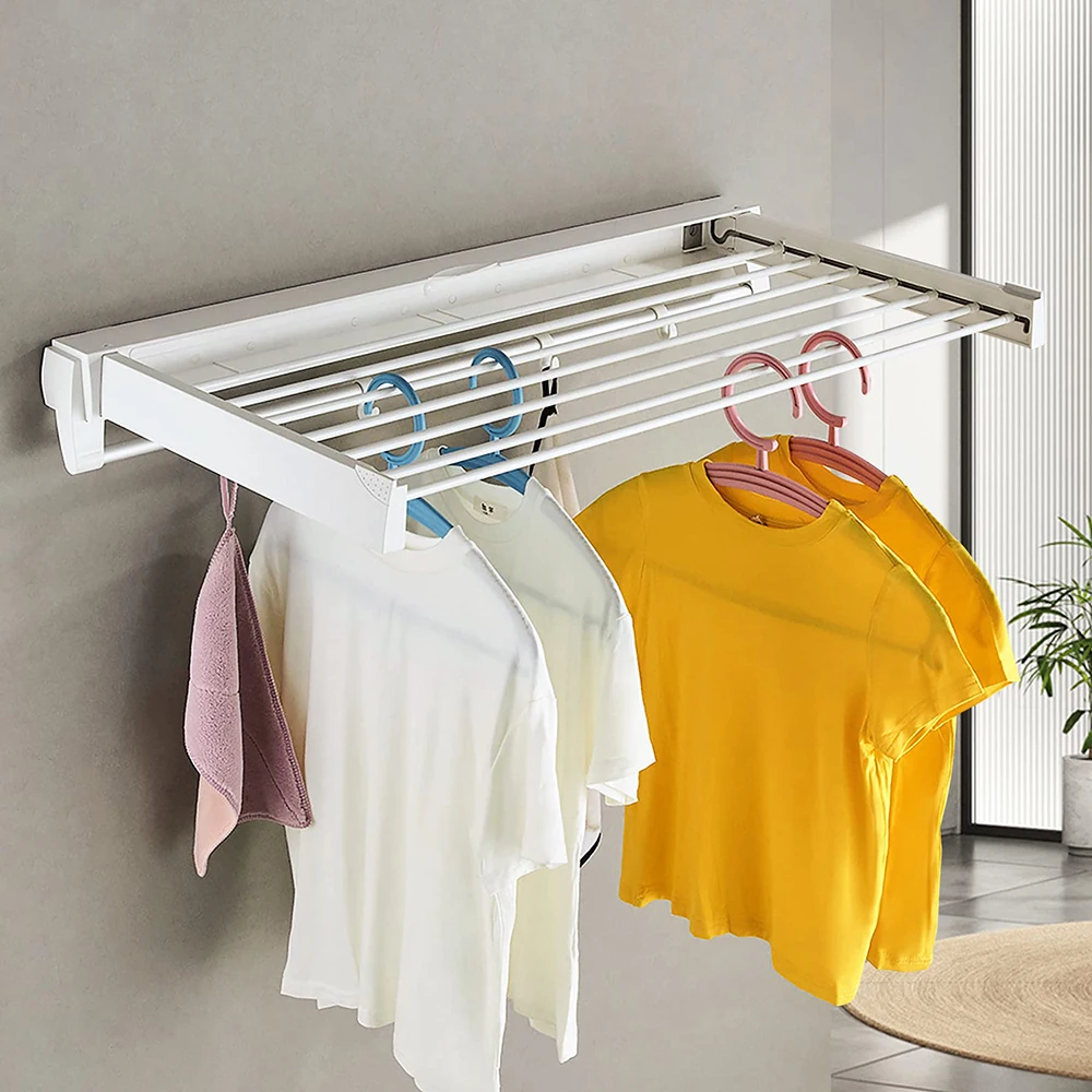 Rack Clothes Hanger Organization Hanger Invisible Retractable Wall Mounted Hanger Folding Clothes Drying Invisible Organization