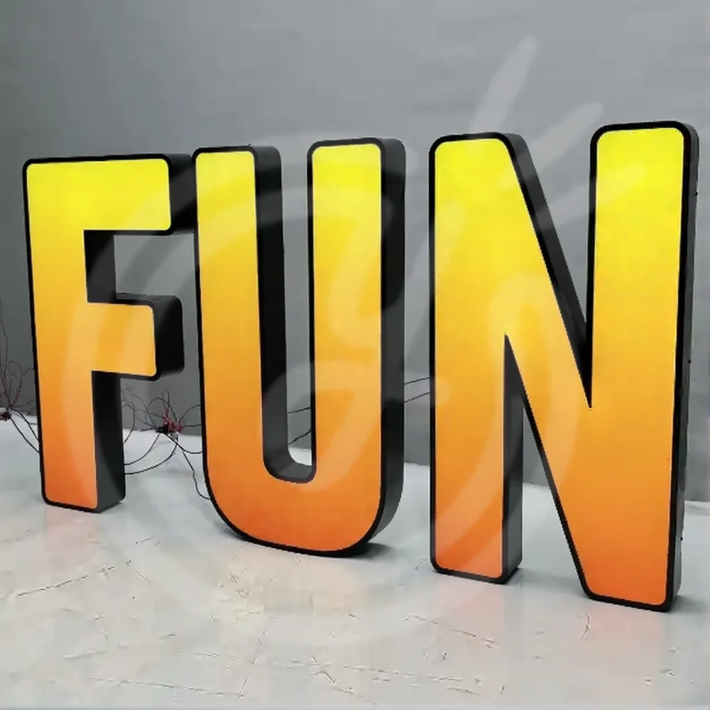 مخصص كامل اللون رسائل تسجيل RGB المعادن لافتة النيون Led أضواء الإعلان مضيئة ثلاثية الأبعاد الاكريليك لافتات شعار الأعمال الجدار