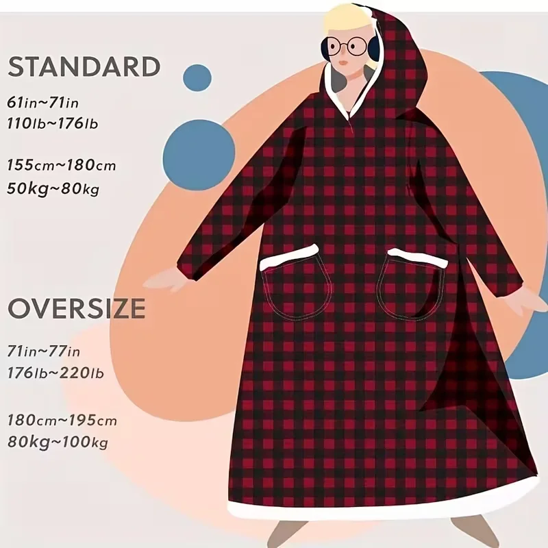 Giant TV Blanket with Sleeves – Super Long Winter Fleece Hoodie Sweatshirt Pullover Oversized