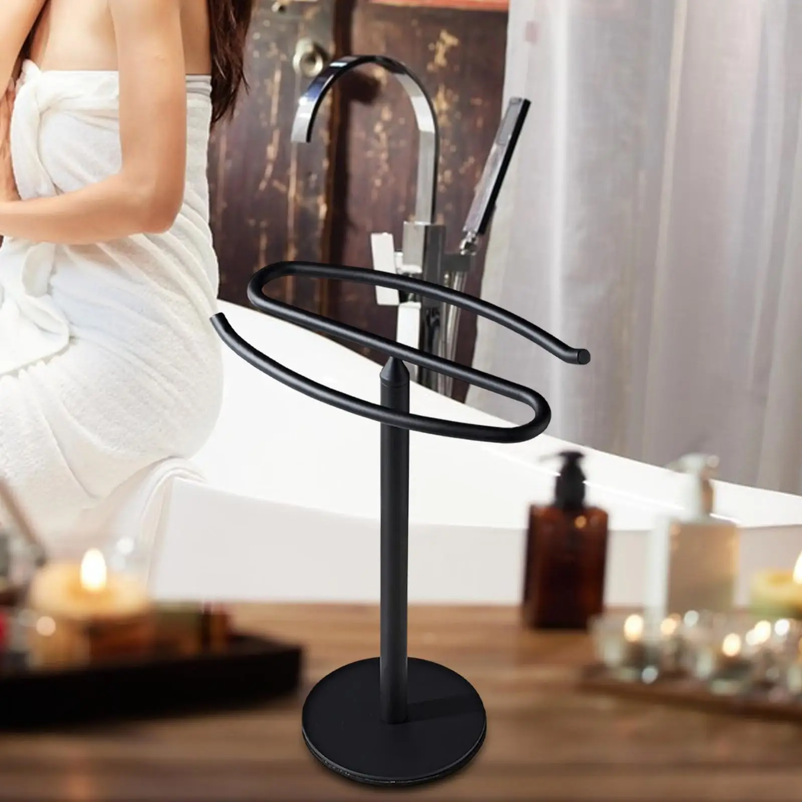 Acrylic Bathroom Towel Rack Clear Free Standing Hand Towel Organizer for Compact Countertop Storage Solution