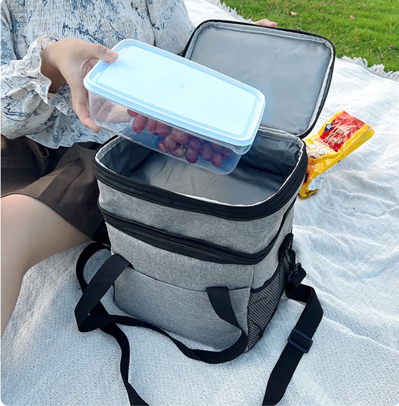 Double-layer Oxford Cloth Lunch Bags Picnic Insulated Food Container Takeway Storage Bags Large Capacity Cooler Pack