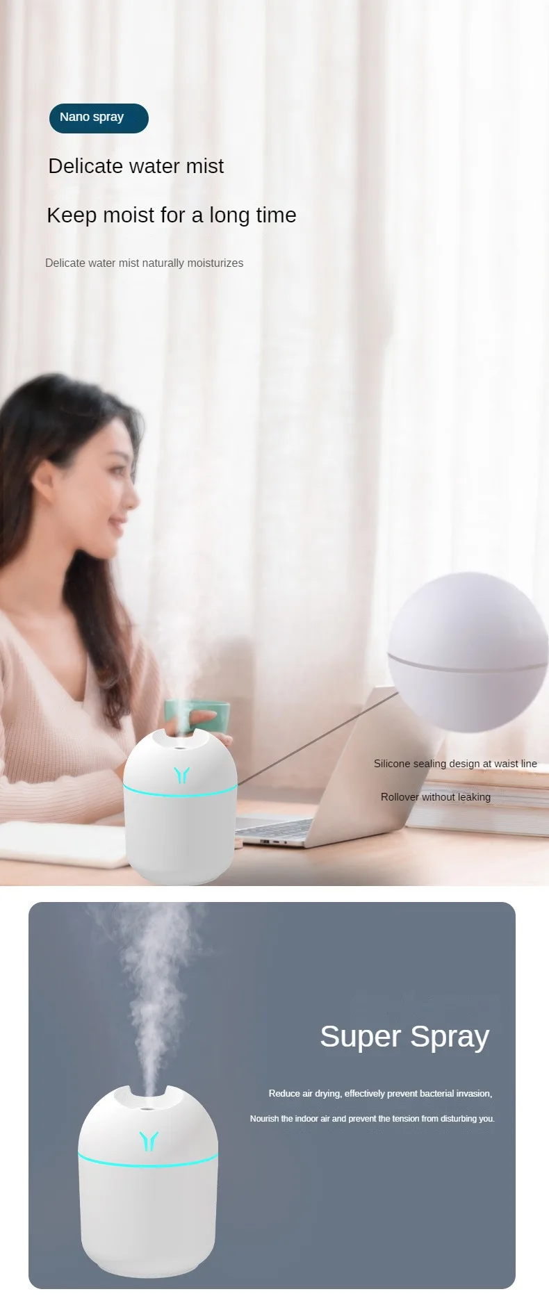 250ml Mini Ultrasonic Air Humidifier Romantic Light Usb Diffuser Car Purifier Aroma Anion Mist Maker With Led Lamp