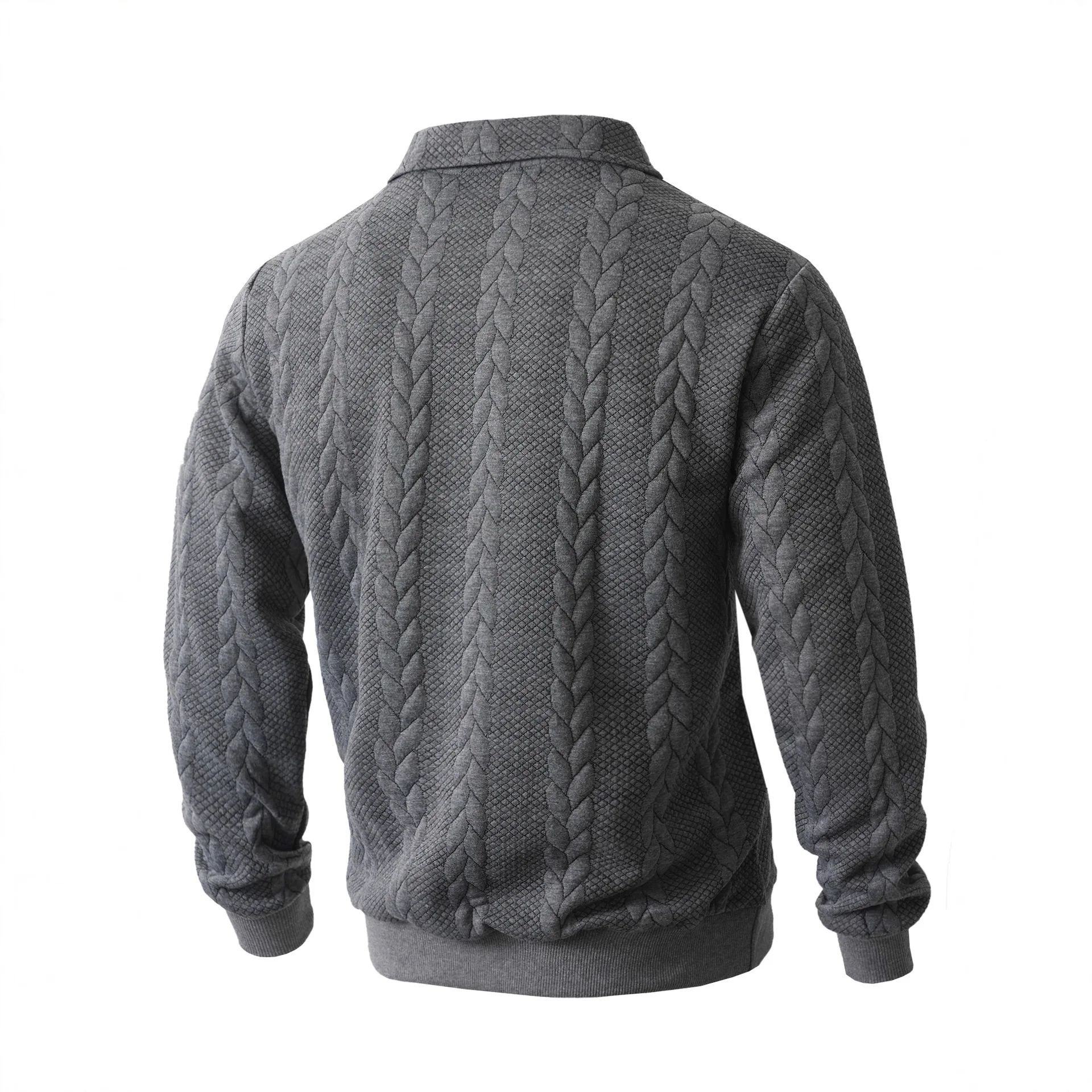 2026 primavera y otoño moda masculina Jacquard chaqueta con cuello vuelto Casual suéter de punto de manga larga sudadera para hombre