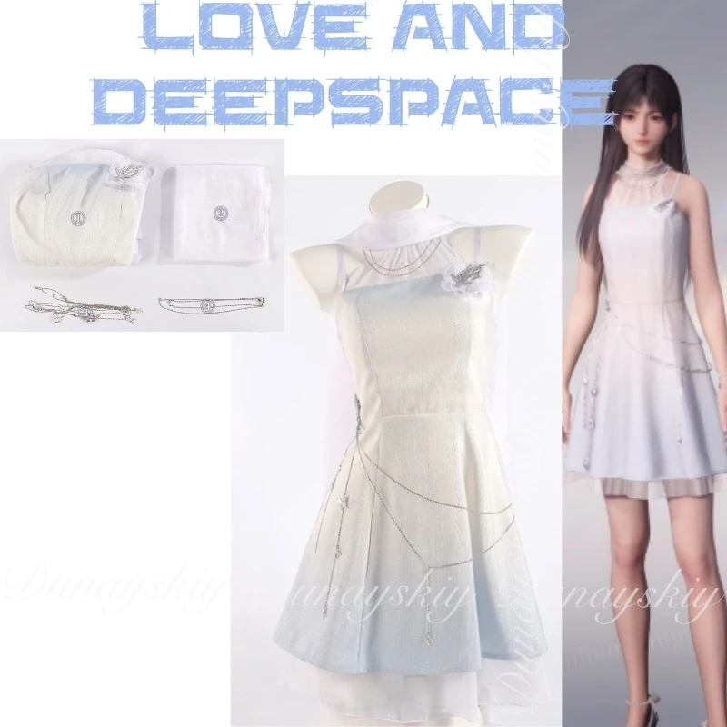 

Love and Deepspace Game Deepspace Hunter A Player With The Drifting Clouds Dress With Pale Blue Color Cosplay Costume All Of Set