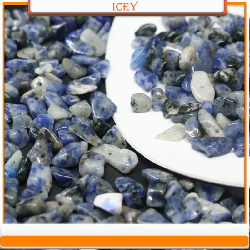 10pcs Loose Beads Crystal Blue Dots Crushed Stones with Holes Semi-finished Gemstones Loose Beads Irregular Beads