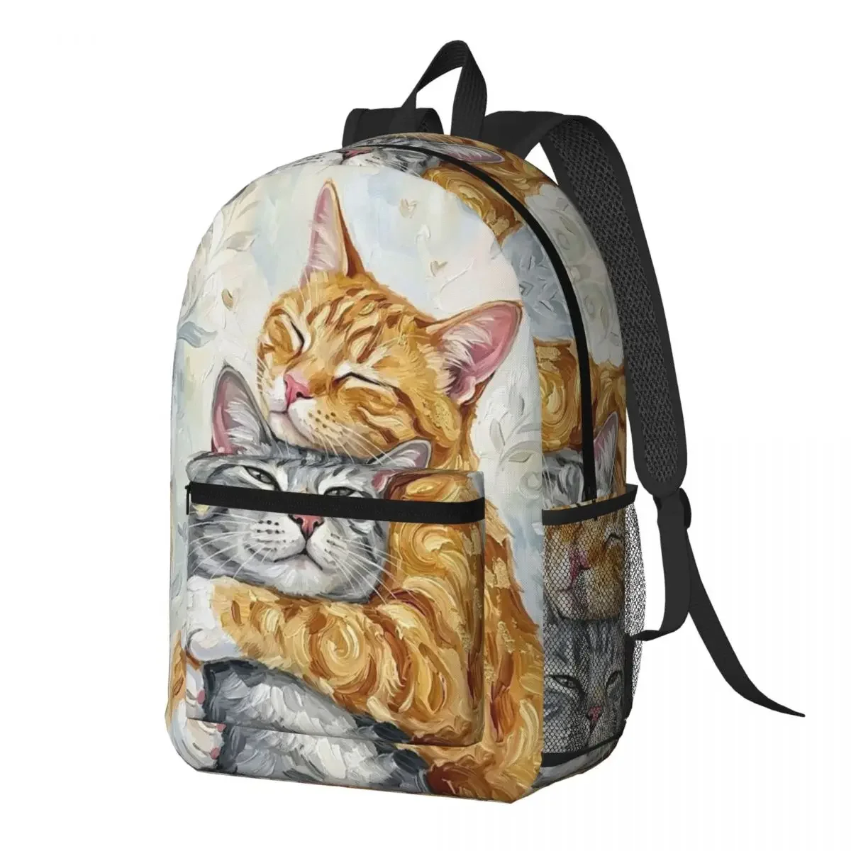 Ginger Tabby And Grey British Kitten Cat Hug Backpack Daypack Big Capacity Children BookBag School Bag Shoulder Bags for Unisex