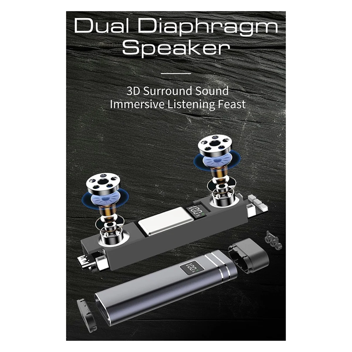 FFYY-Bluetooth 5.3 Altoparlante per cuscino a conduzione ossea, altoparlante sotto il cuscino con display a LED, macchina per rumore bianco con suono stereo