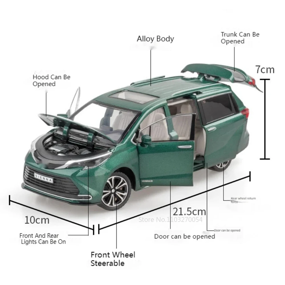 1:24 RAV4 aleación Cruiser LC80 modelo de juguete Sienna puertas de coche fundidas a presión sonido abierto luz extraíble vehículo en miniatura regalo de cumpleaños chico